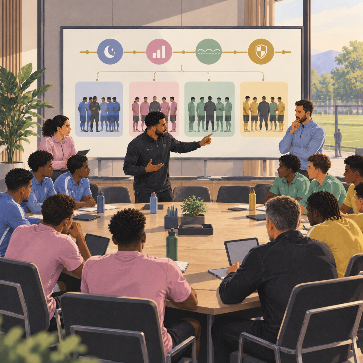 A room hearing how the same approach can run across more than one squad.